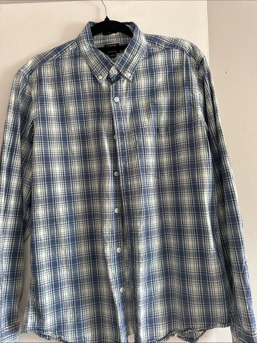 J. Crew Blue and White Plaid Button-Down Shirt